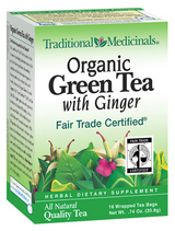 Traditional Medicinals Kosher Organic Green Tea with Ginger 16 Tea Bags